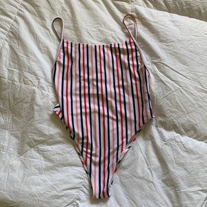 Striped One Piece Swim Suit